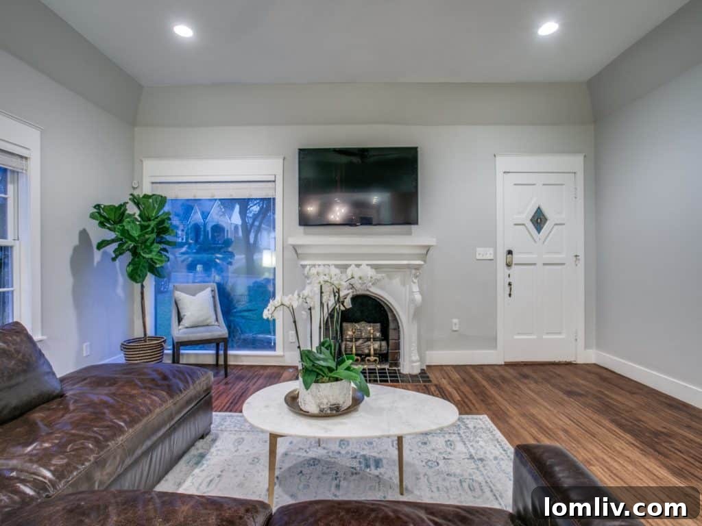 919 Valencia Street Dallas TX - Elegant Living Room Fireplace