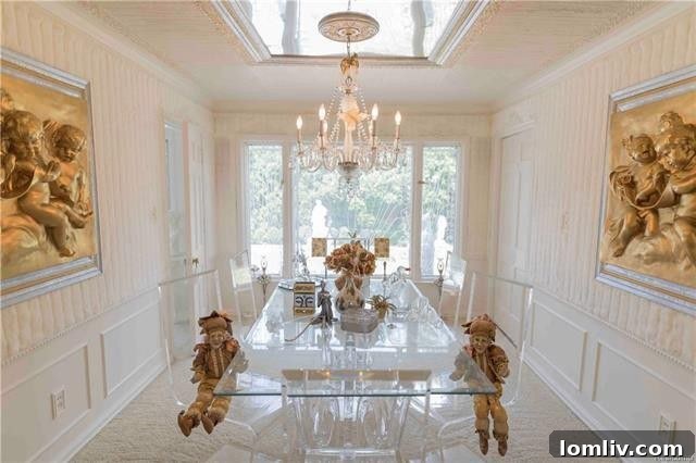 A lavish bedroom at the Lion Gate Estate, showcasing intricate details and bold color choices