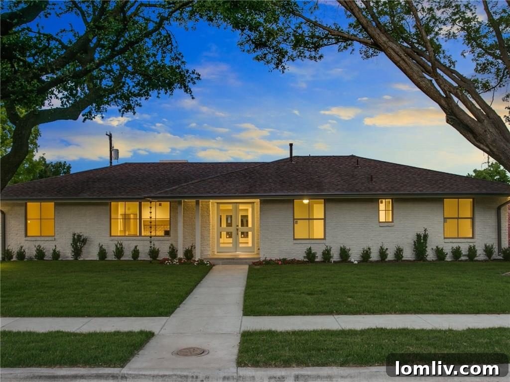 Exterior view of the renovated ranch home on Beauty Lane, North Dallas