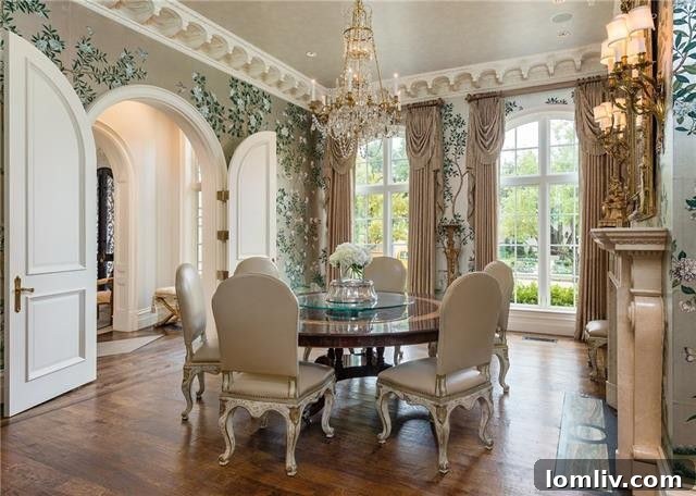 Formal Dining Room with Gracie Wallpaper and Elegant Furnishings