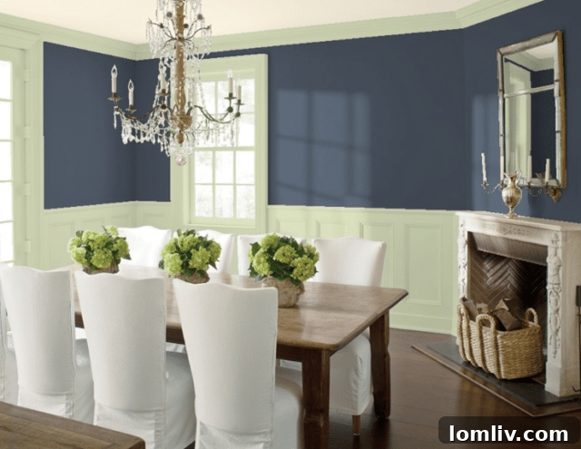 Benjamin Moore's Hale Navy, a versatile deep blue trending for interiors