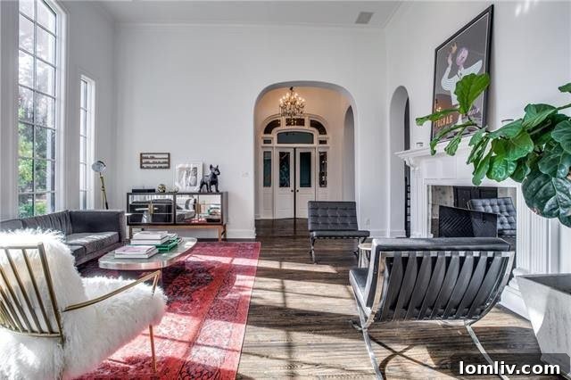 Elegant Foyer and Living Room with Natural Light