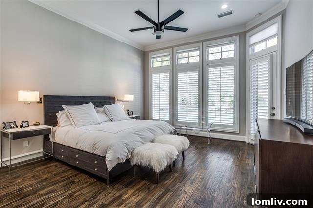 First-Floor Master Bedroom with Backyard View