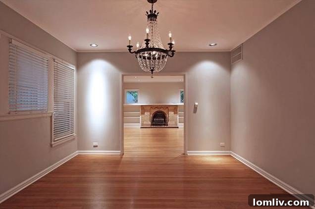 Spacious and bright living room in historic Dallas Tudor home