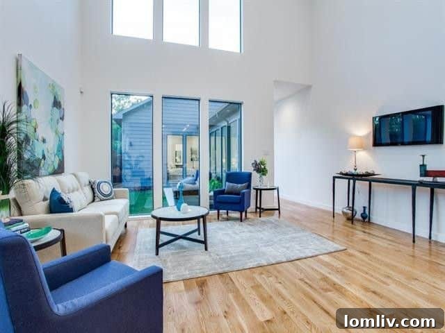 Your Turnkey Home Awaits in New Maple District for $555K 6 Spacious living area with high ceilings and abundant natural light in a Dallas duplex