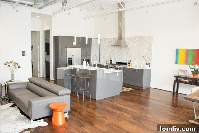 Spacious Open-Concept Living, Dining, and Kitchen Area with High Ceilings at 2292 Vantage