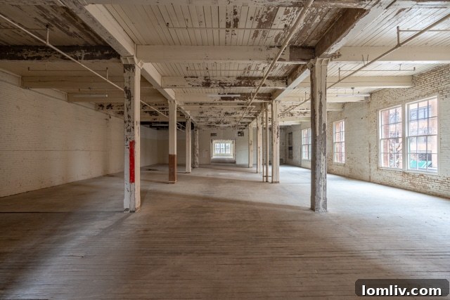 A detailed shot highlighting the blend of original architectural elements with modern design integration within the Historic Purse Building, Dallas, reflecting a sophisticated urban aesthetic.