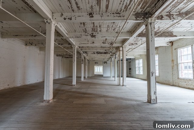 Spacious floor plate within the Purse Building, emphasizing the open layout and abundant natural light streaming through large windows, perfect for collaborative work environments and dynamic businesses.