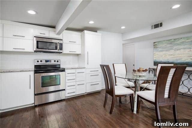 Open Concept Dining Area Leading to Modern Kitchen