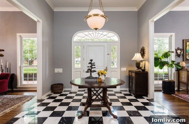 Elegant living area with high ceilings
