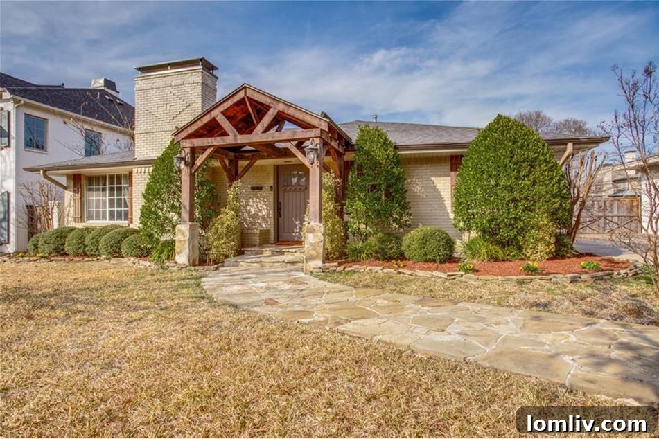 The charming facade of this exquisite Caruth Hills residence at 7533 Centenary Ave, Dallas