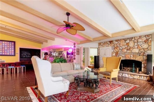 Retro dining area in a Las Vegas luxury bunker