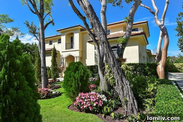 Coastal view of a typical Key Largo neighborhood with lush trees and canals