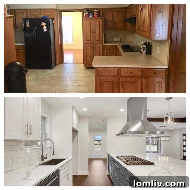 Luxurious open-plan kitchen with a 13-foot quartz island and dining area