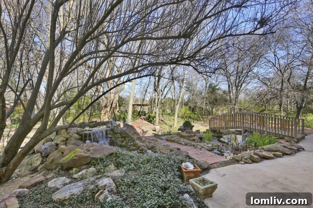 Spacious hallway or common area with unique flooring and decor