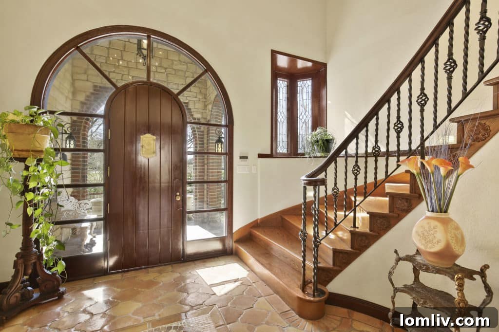 View of the property's exterior, showcasing a unique architectural feature and lush surroundings