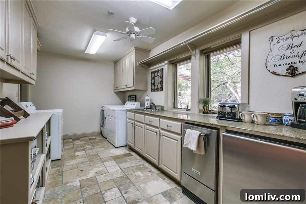 Modern and well-organized laundry room with storage solutions