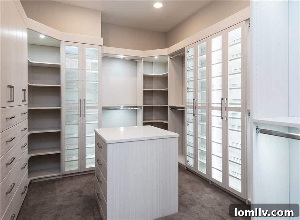 Spacious and organized walk-in closet in a modern bedroom