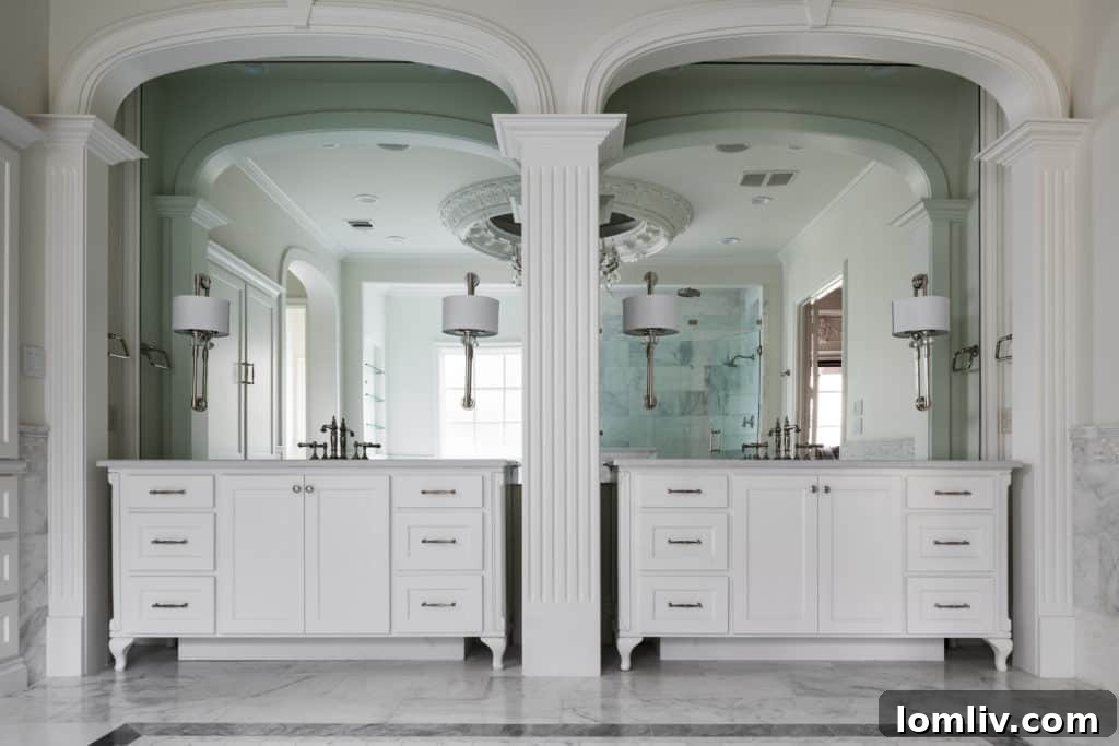 Luxurious Bathroom with Dual Vanities and Large Mirror in a Park Cities Estate