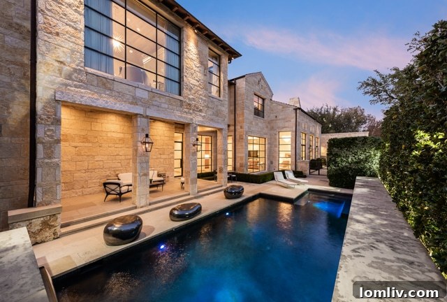 Elegant outdoor patio and pool area in a luxury Dallas residence