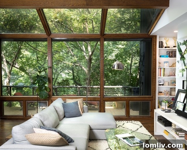 Interior view showcasing floor-to-ceiling brick fireplace and vaulted wood beam ceilings