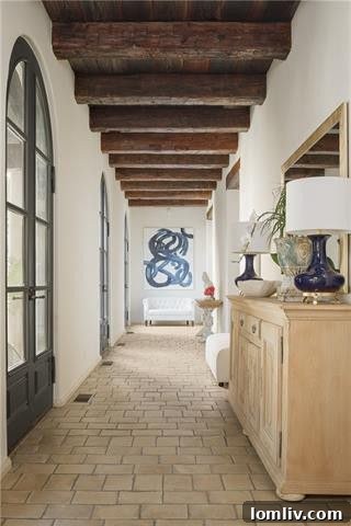 Vaulted great room with stone fireplace