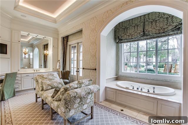 Spa-like Master Bathroom with Marble and Elegant Furnishings