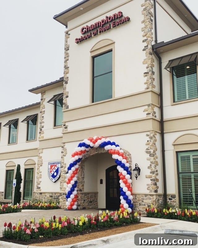 Champions School of Real Estate Elevates Austin's Real Estate Future with Grand Opening 3 Spring blooms and a balloon arch welcomed guests at the CSRE Austin campus main entrance.