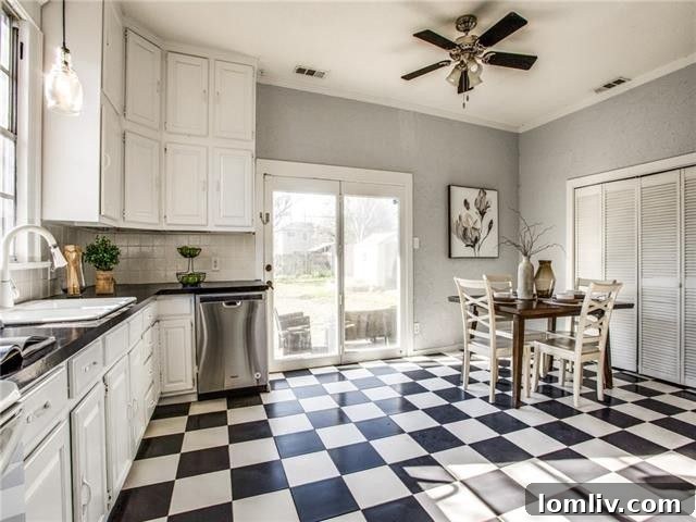 Junius Heights Green Home Kitchen Checkerboard Tile