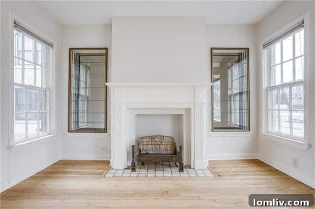 Interior view showcasing the vintage charm and hardwood floors of the Lakewood rental