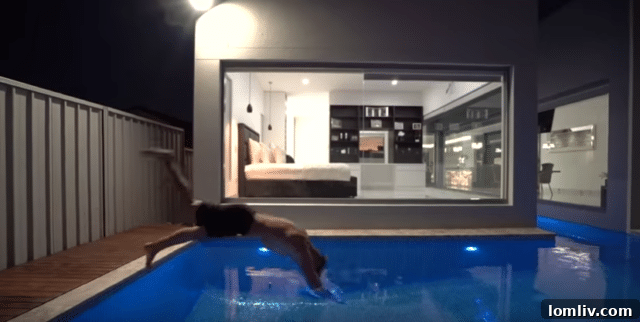 Animated GIF of a man in a swimming pool in a real estate video