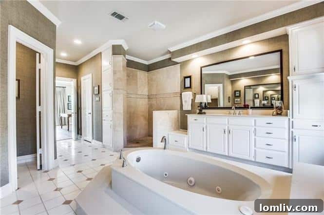 Modern kitchen with island in Hackberry Creek residence