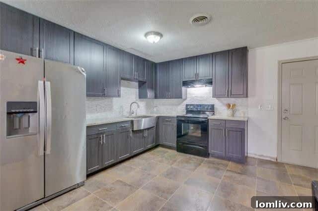 Modern Kitchen with Granite Countertops and Apron Sink in East Dallas