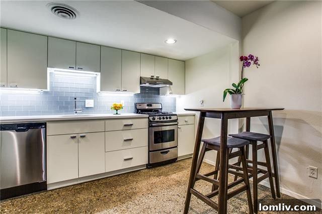 Open Concept Living and Dining in Midcentury Modern Condo