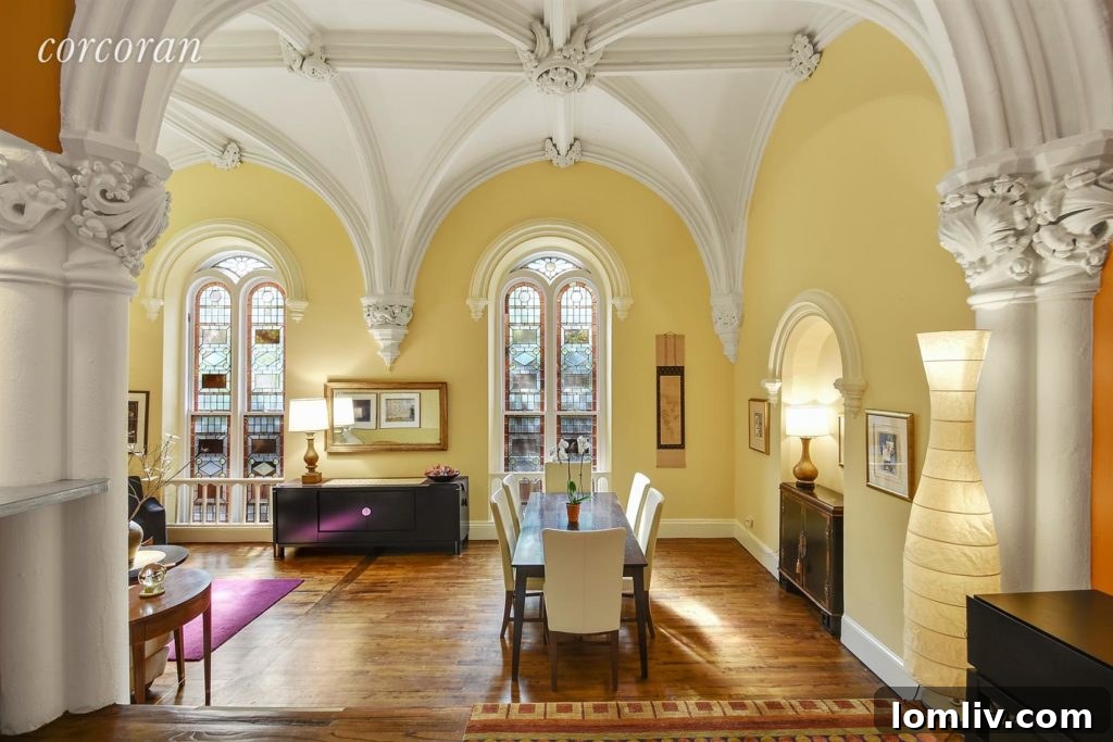 The exterior of 360 Court, previously the South Congregational Church, now converted into apartments.