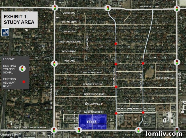 Study Area Map Highlighting Dallas Neighborhoods and Road Network