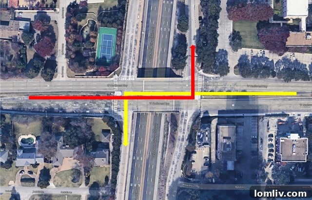 Illustrative Diagram: Highway Turn Lanes Crossing Intersections