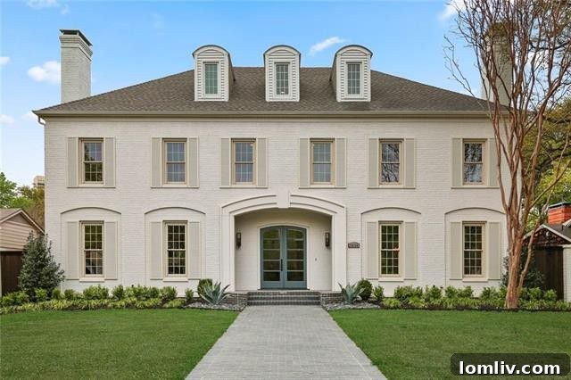 Exterior view of a stunning French Eclectic luxury home at 3836 Centenary Avenue in University Park, Dallas
