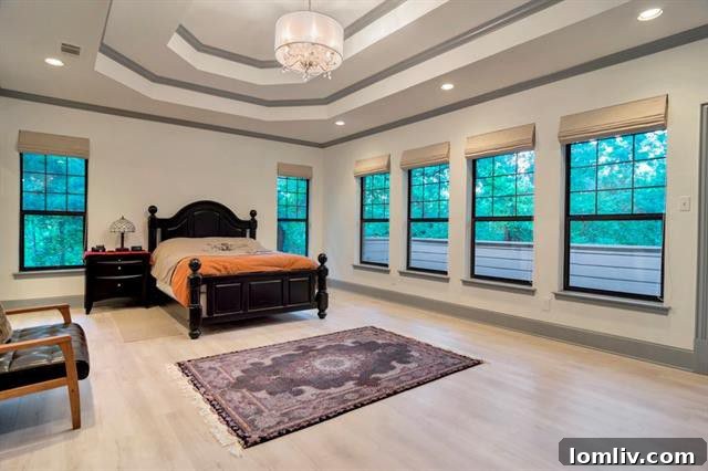 Elegant dining room with updated flooring and natural light