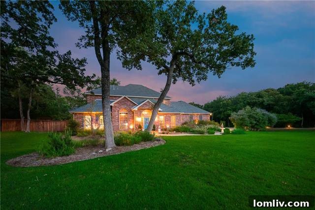 Exterior of a custom-built home near Lewisville Lake in Oak Point