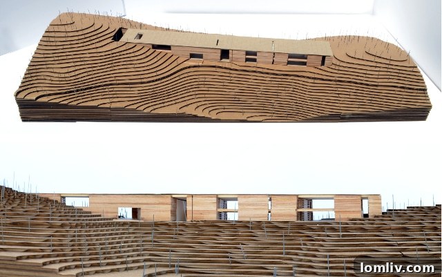 Model of the Artist Residency, Santa Fe, NM: A dramatic, unobtrusive design embedded in the landscape, maximizing views and promoting creativity.