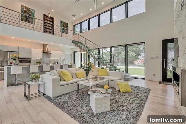 Contemporary kitchen with island and dining area
