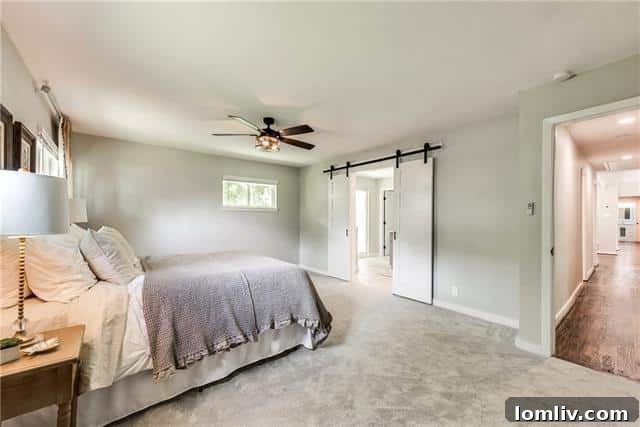 Spacious and bright master bedroom, a private retreat in a renovated Park Forest home
