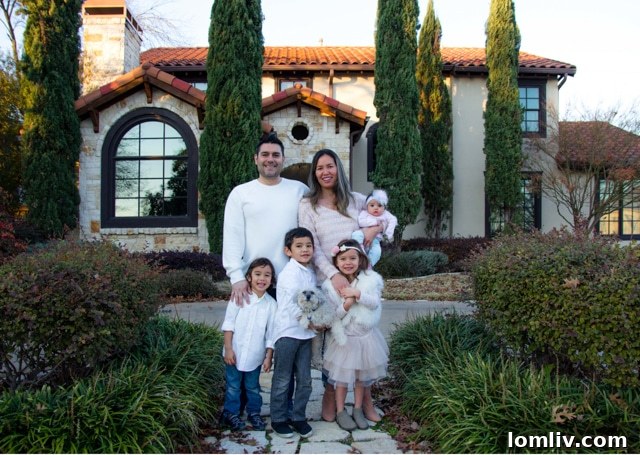The Castellanos family in front of their new home in University Park