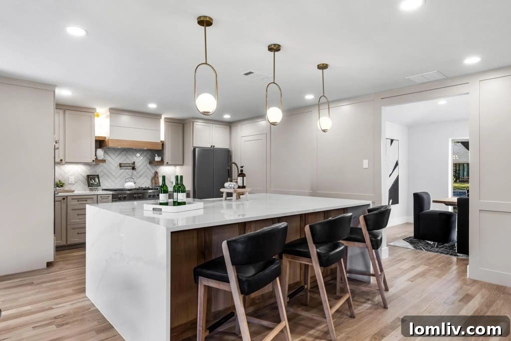 Subtly designed wall paneling, daring viewers to locate the hidden door