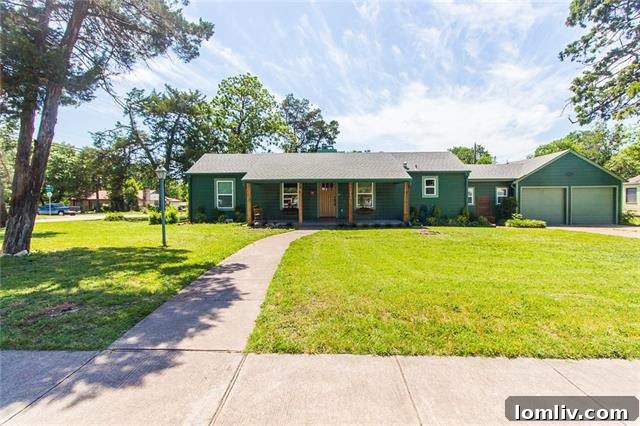Exterior of a beautifully renovated 1938 ranch-style home in Cedar Oaks, Oak Cliff