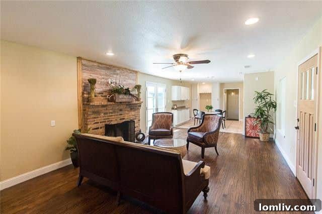 Inviting open concept living area in a thoughtfully renovated Dallas ranch home