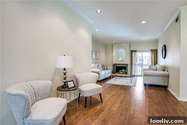 Beautiful upstairs condo unit offering views of a swimming pool and mature trees