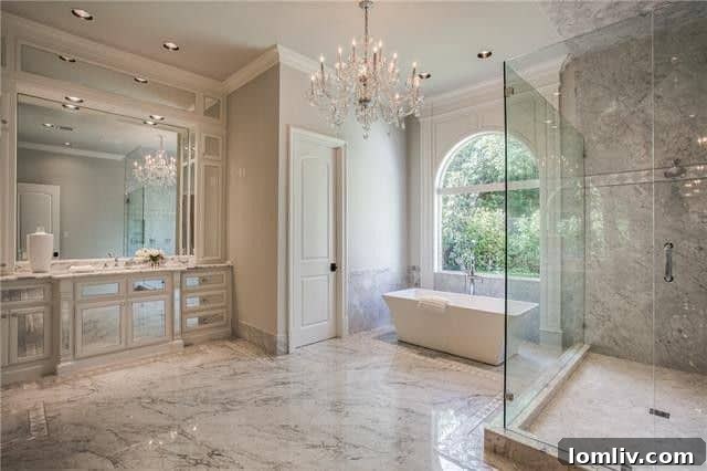 Luxurious master bathroom in 5830 Falls Road featuring his-and-hers vanities and a freestanding tub