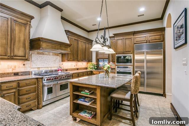 Modern kitchen with custom cabinetry and island at 6731 Brookshire Drive